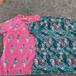 Tea Collection Pink and Green Kids Swim Rashguards size 14